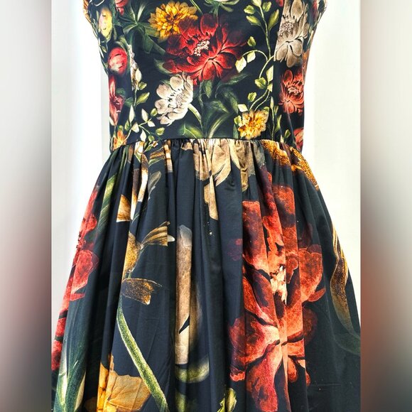 AGUA Tonia Paramo strapless lace-trimmed embellished floral-print cotton dress - Picture 6 of 17